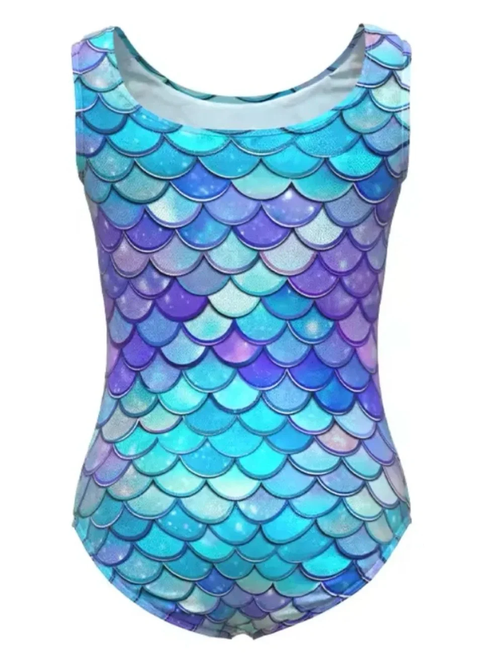 Mermaid Scale Dance Leotard Set — Blue & Purple